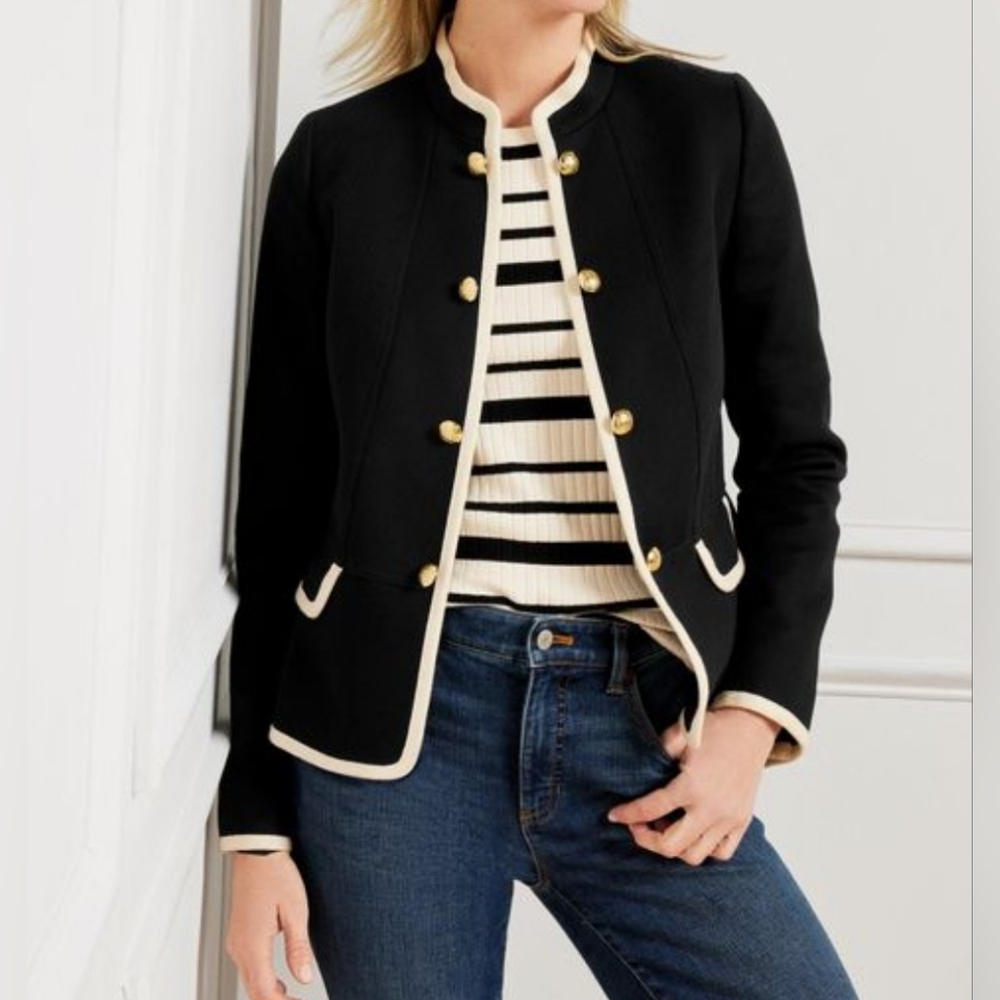 New Talbots Black Military Jacket With Gold‎ Button